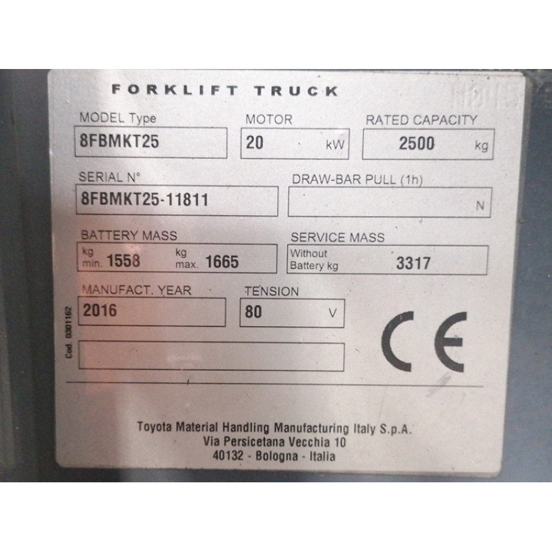 Електричний навантажувач TOYOTA 8FBMKT25.